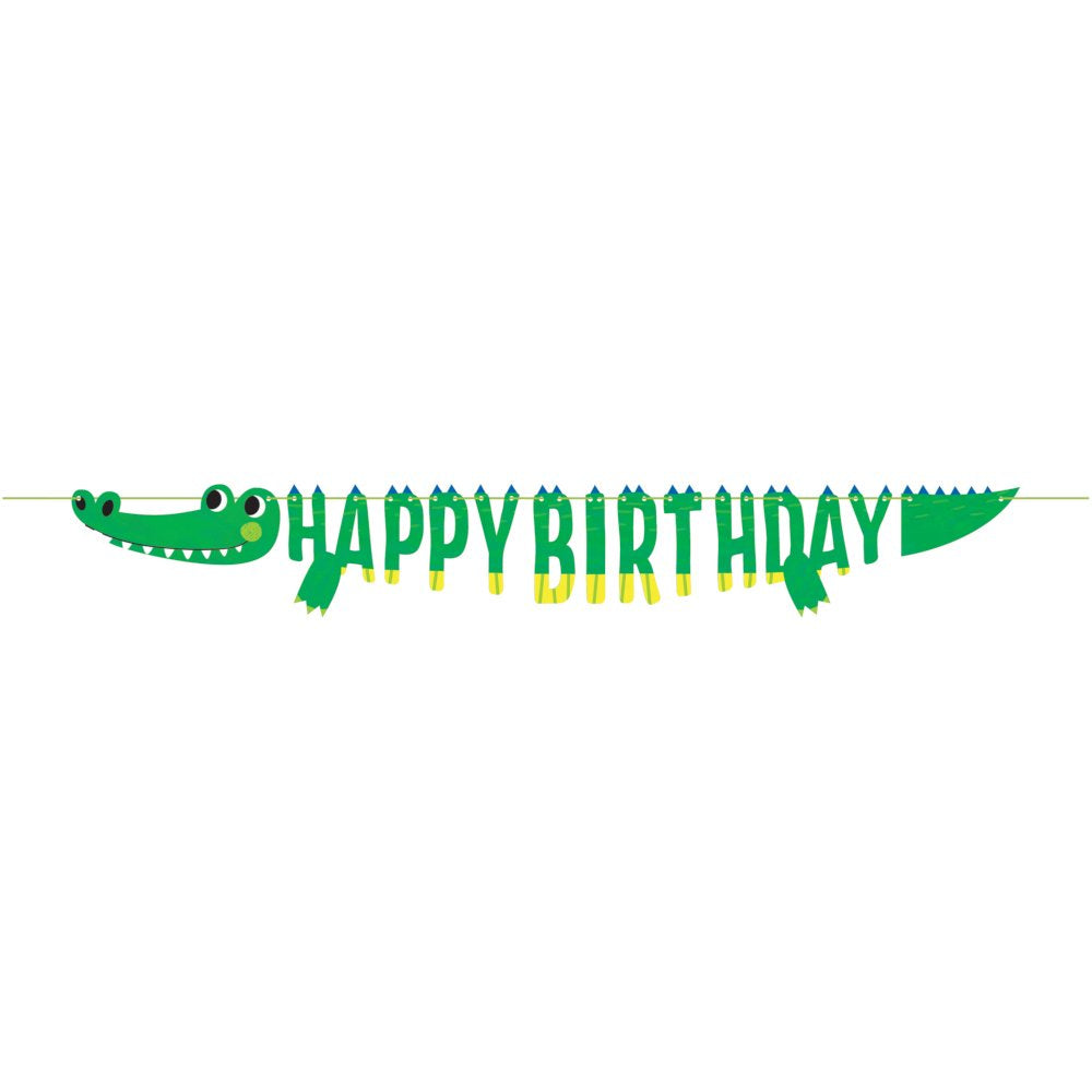 Alligator Crocodile Party Shaped Ribbon Banner Happy Birthday