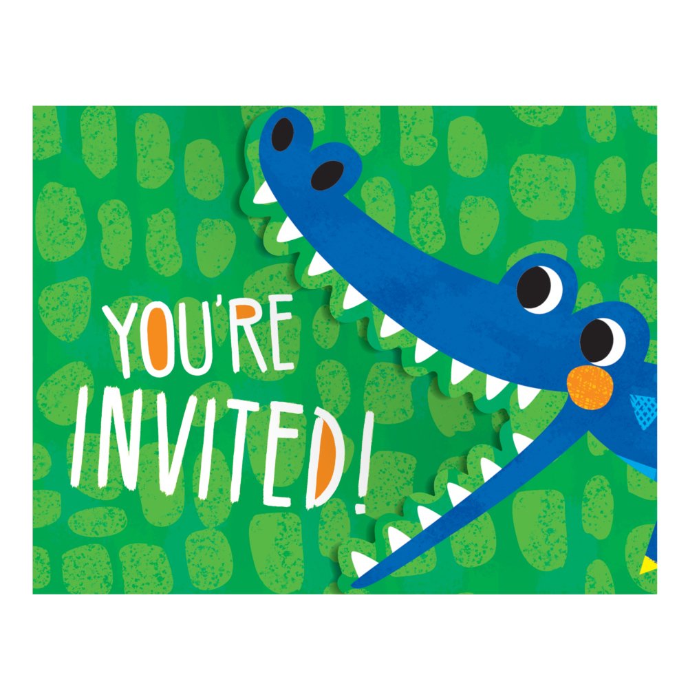 Alligator Crocodile Party Invitations Gatefold (Pack of 8)