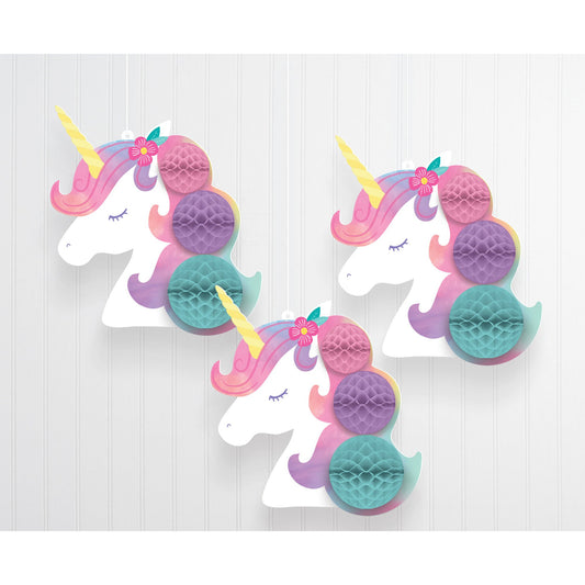 Enchanted Unicorn Honeycomb Hanging Decorations