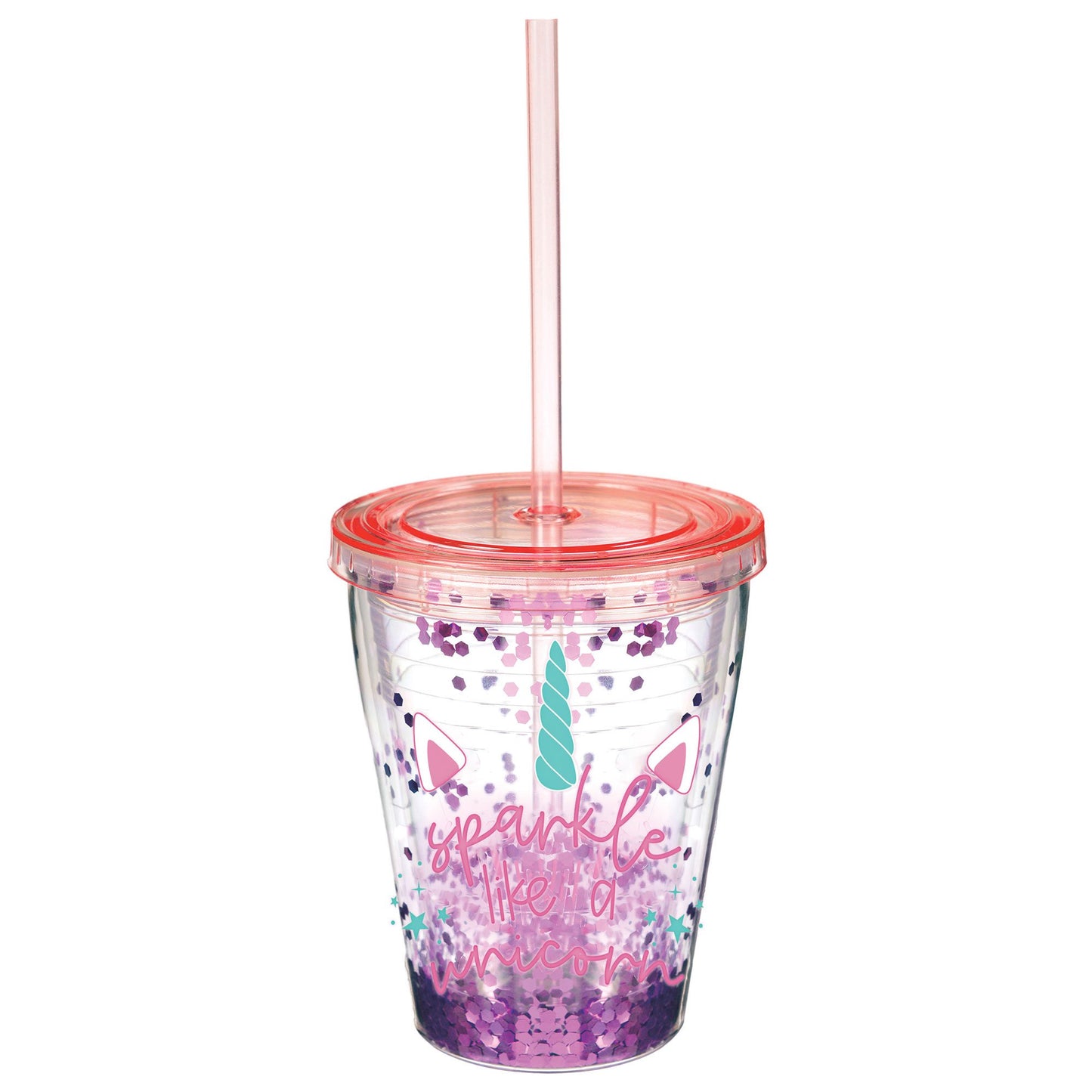 Enchanted Unicorn Confetti Glitter Tumbler & Straw