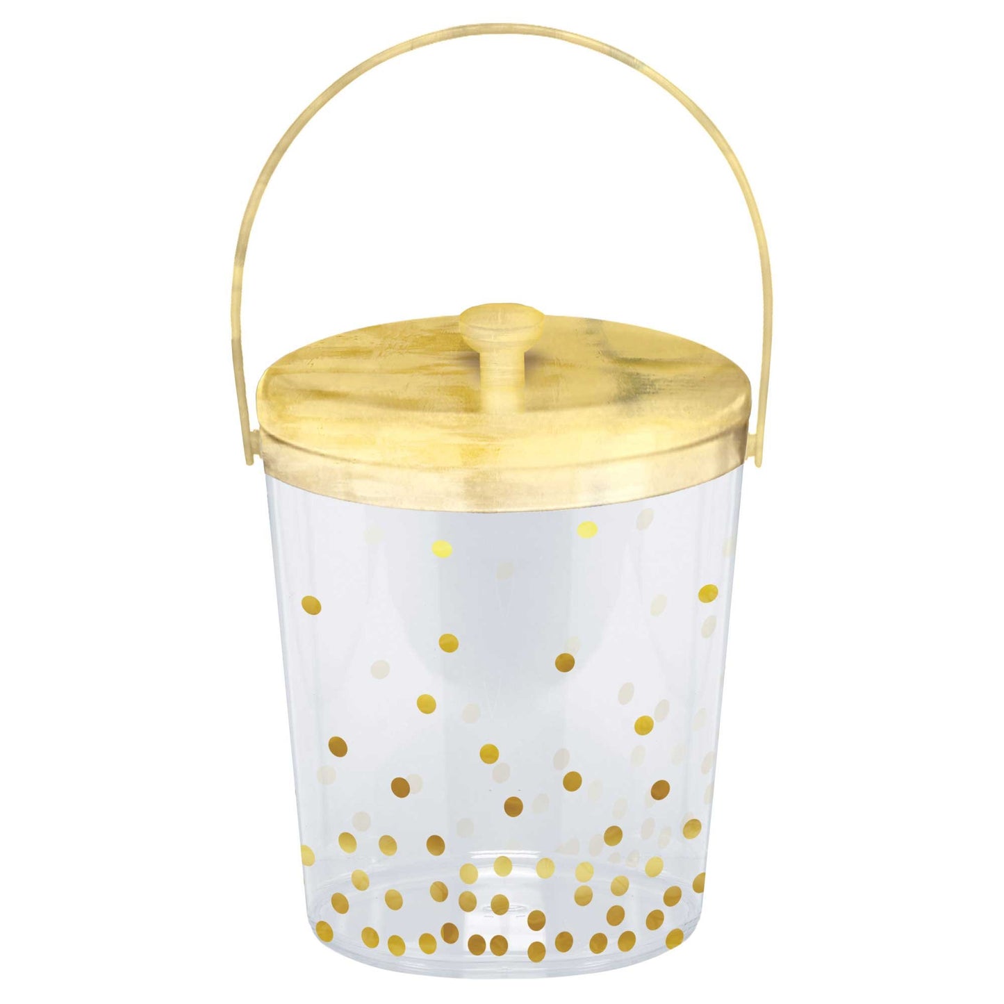 Ice Bucket Gold Hot Stamped Dots on Clear Plastic