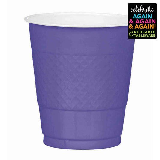 Premium Plastic Cups 355ml 20 Pack - New Purple