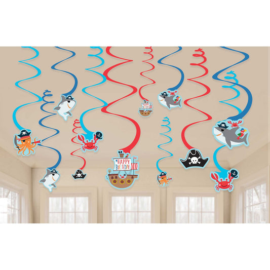 Ahoy Birthday Spiral Swirls Hanging Decorations