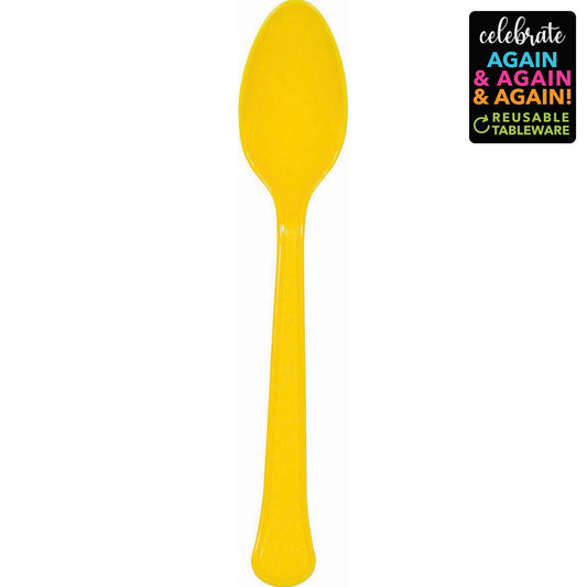 Premium Spoons 20 Pack Yellow Sunshine - Extra Heavy Weight