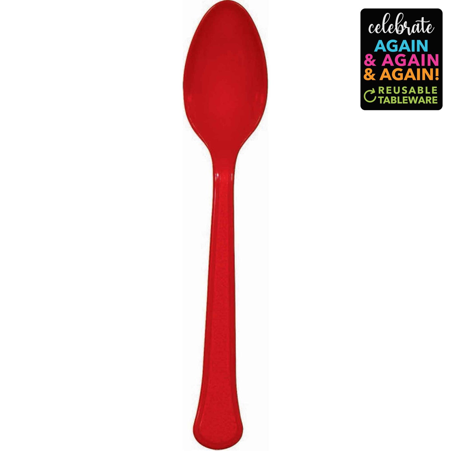 Premium Spoons 20 Pack Apple Red - Extra Heavy Weight