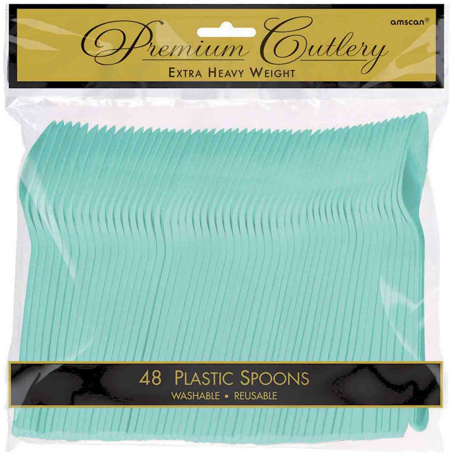 Premium Spoons 48 Pack Robin's Egg Blue - Extra Heavy Weight