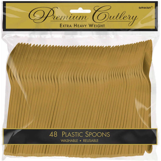 Premium Spoons 48 Pack Gold - Extra Heavy Weight