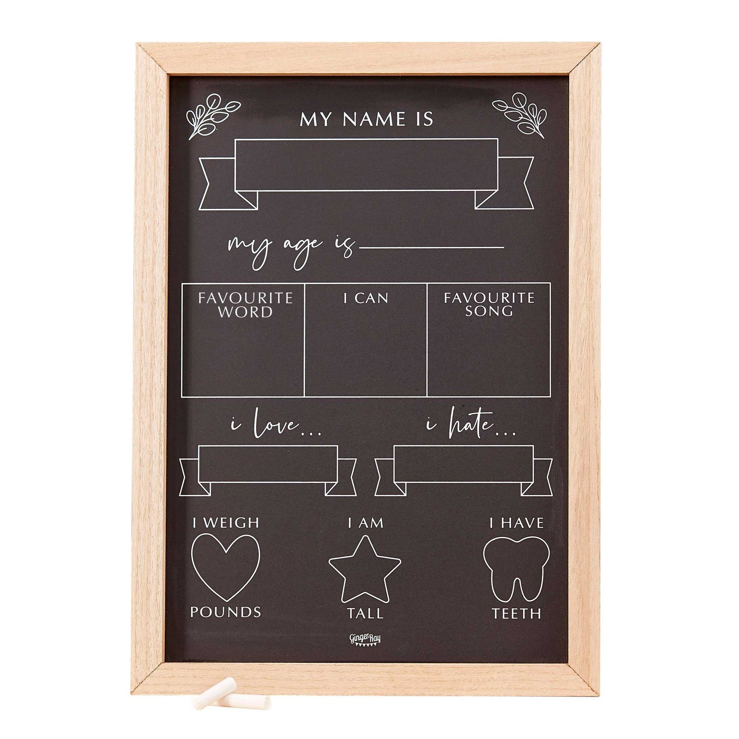 Botanical Baby Milestone Tracker Chalkboard