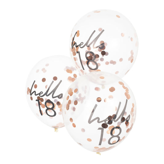 Mix It Up Rose Gold Confetti Filled 'Hello 18' 30cm Balloons