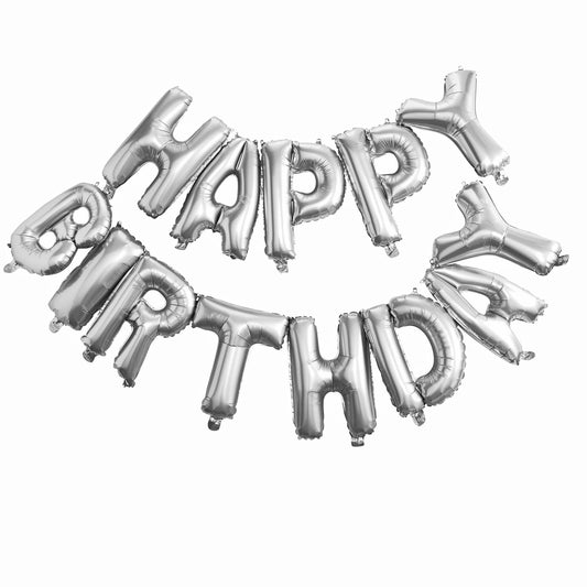 Pick & Mix Happy Birthday Balloon Bunting - Silver