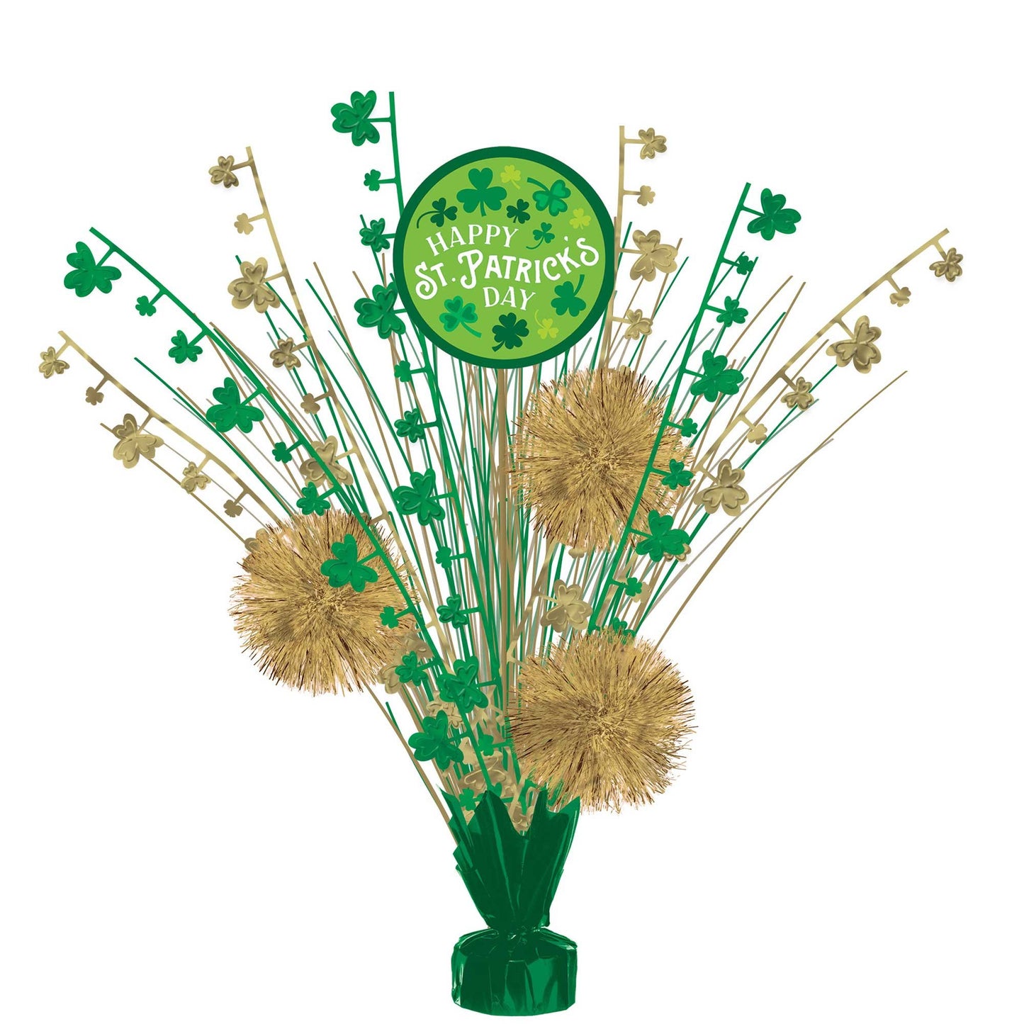 Happy St Patrick's Day Tinsel Burst Spray Centrepiece