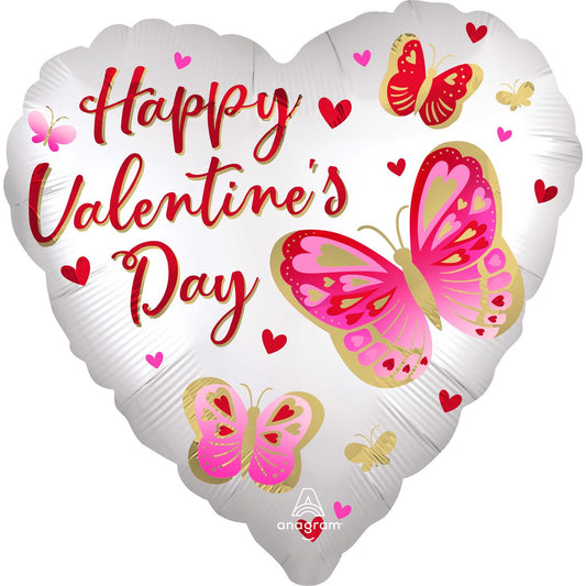 45cm Standard XL Happy Valentine's Day Satin Butterflies