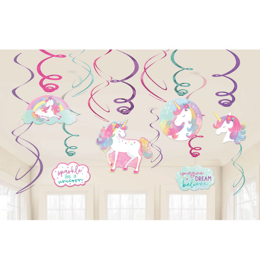 Enchanted Unicorn Spiral Swirls Hanging Decorations