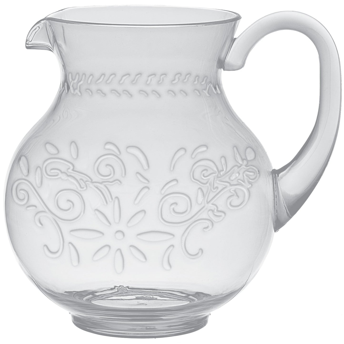 Boho Vibes Clear Floral Pitcher Jug Debossed Finish