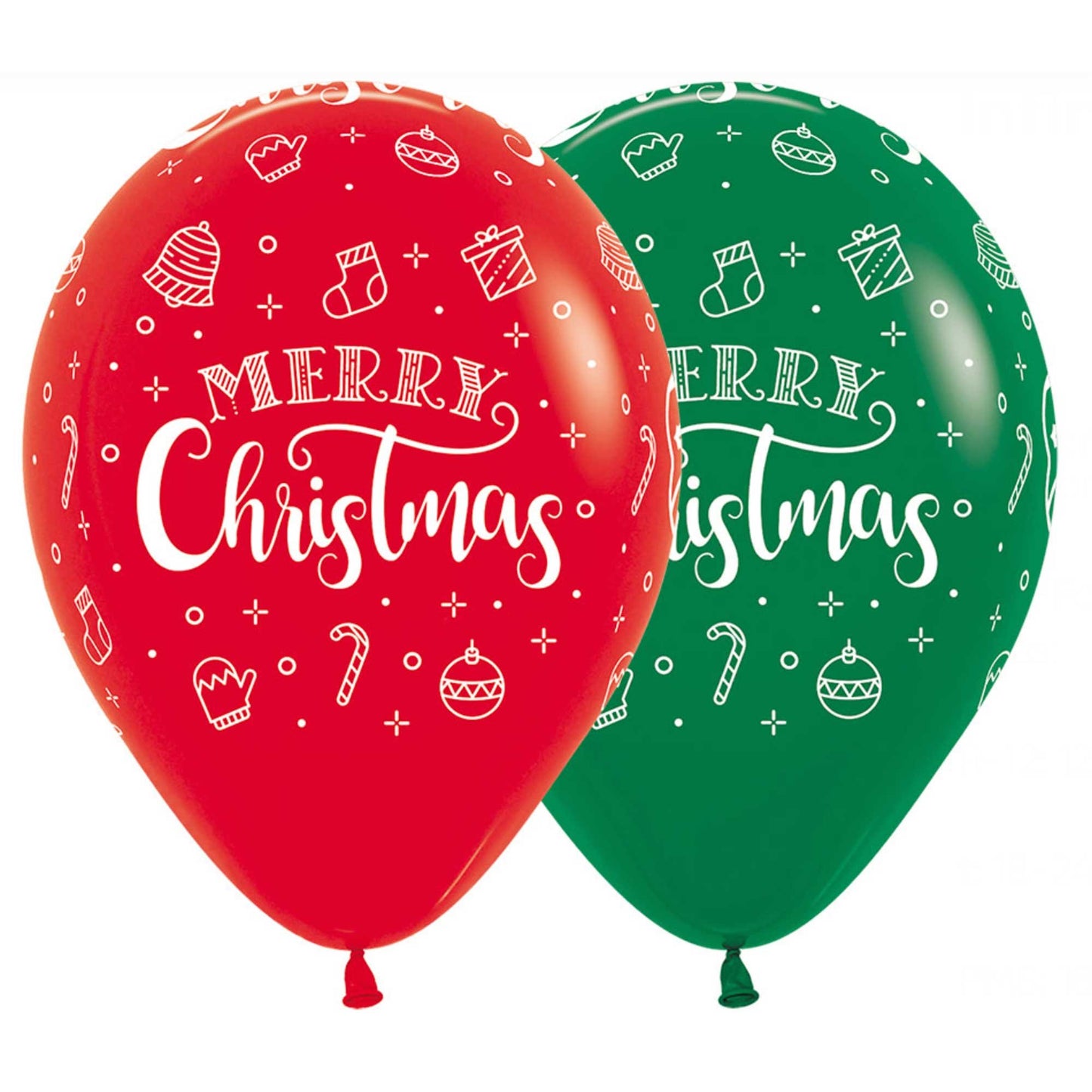 Sempertex 30cm Merry Christmas Wreath Fashion Red & Green Latex Balloons, 12PK