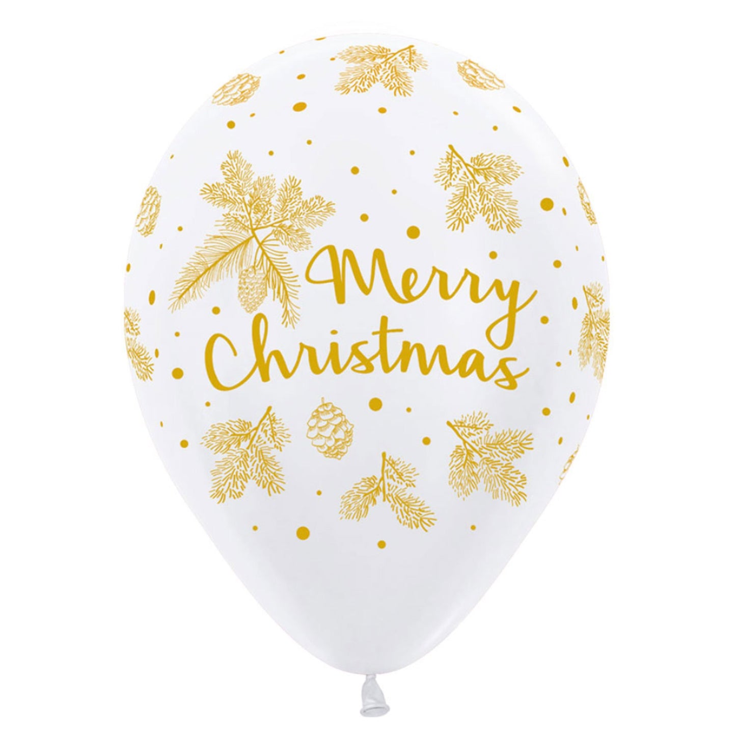 Sempertex 30cm Merry Christmas Gold on Fashion White Latex Balloons, 50PK