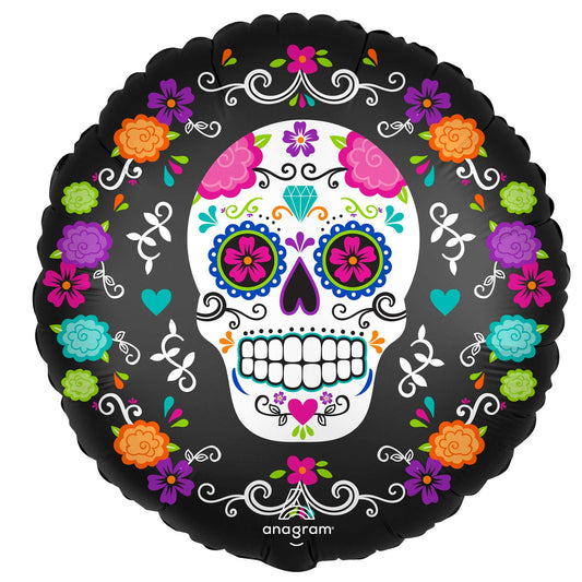 45cm Standard XL Satin Sugar Skull & Marigolds