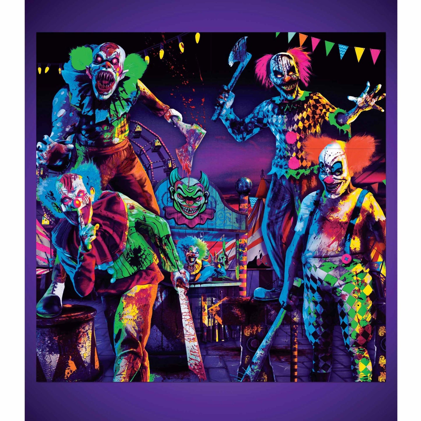 Creepy Carnival Backdrop Scene Setters Black Light Reactive