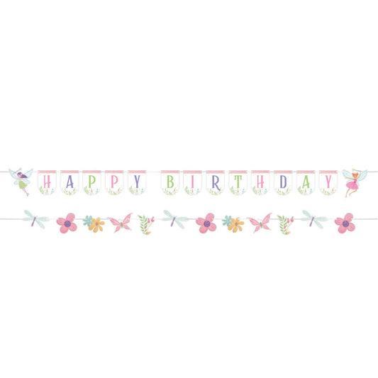 Fairy Forest Shaped Ribbon Banner Happy Birthday 8cm x 1.7m