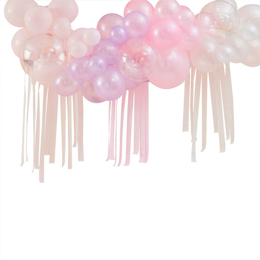 Balloon Arch Backdrop & Streamers Pastel