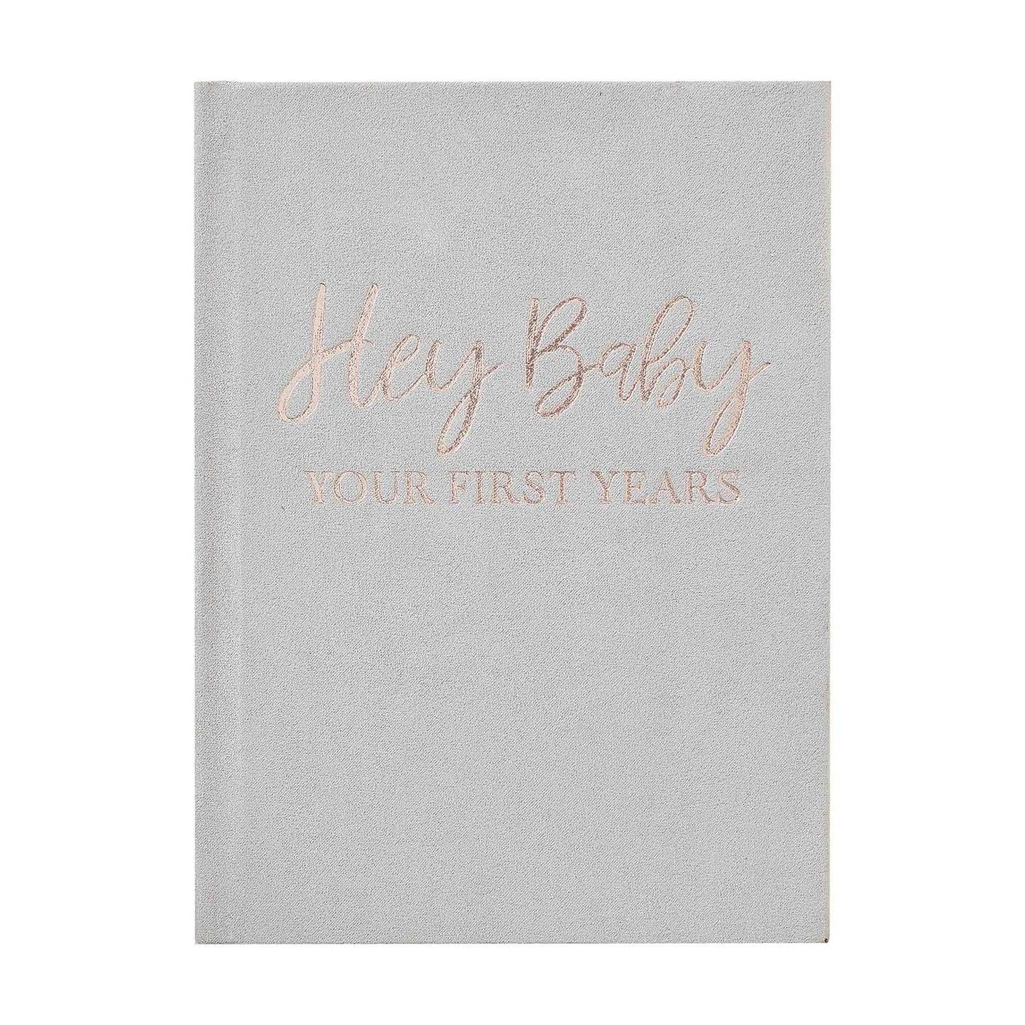 Baby in Bloom Guest Book Grey Suede My Baby Journal Foiled