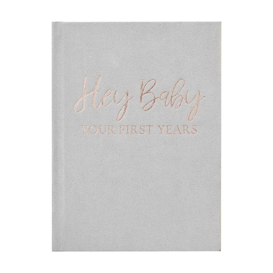 Baby in Bloom Guest Book Grey Suede My Baby Journal Foiled