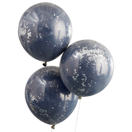 Mix It Up Balloon Bundle Double Stuffed Navy with Silver Shred