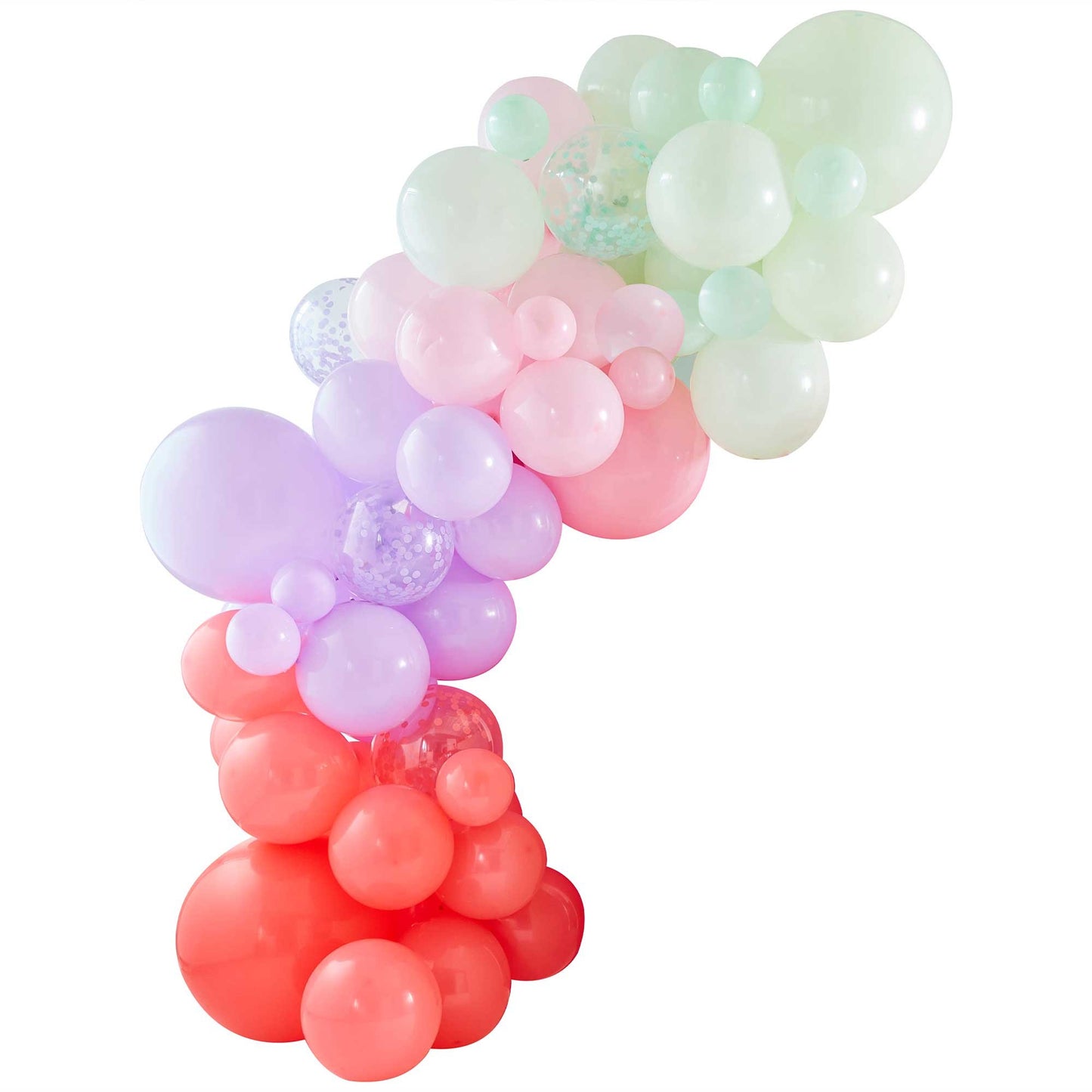 Dino Pink Balloon Arch With Confetti Balloons Pastel