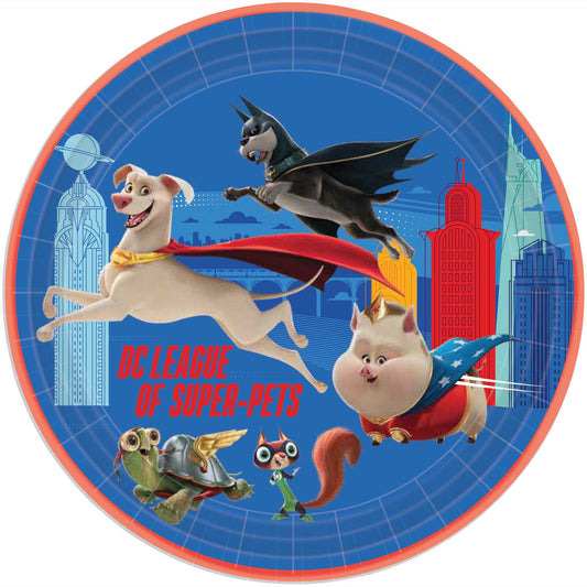 DC Super Hero Pets 23cm Round Paper Plates