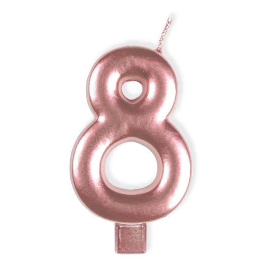 Candle Numeral Moulded Rose Gold #8