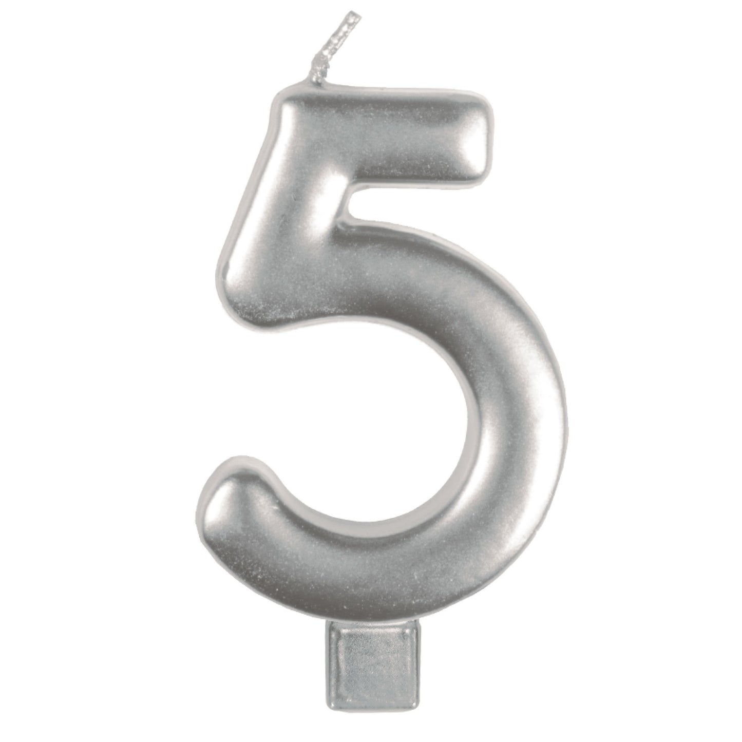 Candle Numeral Moulded Silver #5