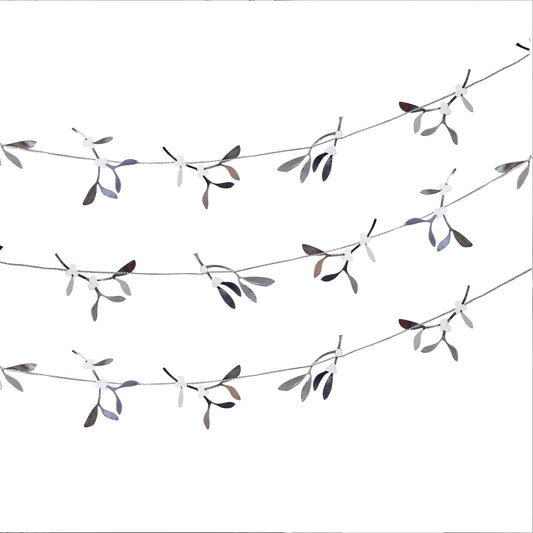 Silver Glitter Mistletoe Garland