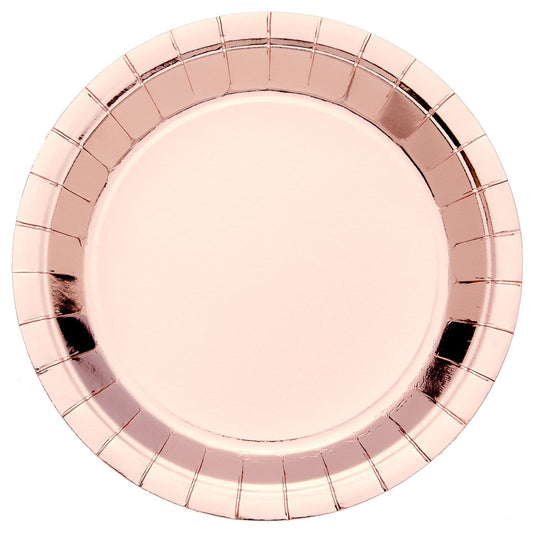 Rose Gold Metallic 23cm Round Paper Plates