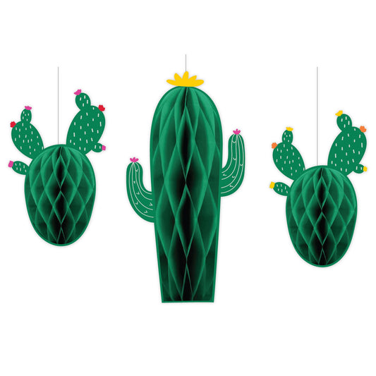 Fiesta Cactus Hanging Honeycomb Decorations