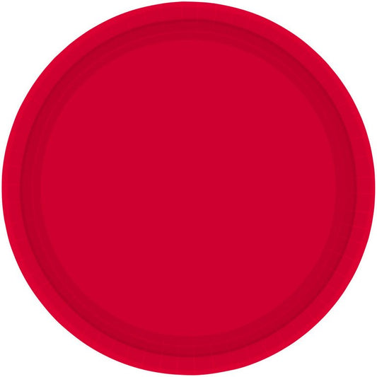 Paper Plates 17cm Round 20CT FSC - Apple Red - No Plastic Coating