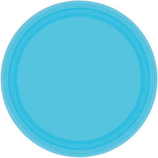 Paper Plates 17cm Round 20CT FSC - Caribbean Blue - No Plastic Coating