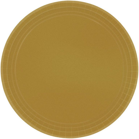 Paper Plates 23cm Round 20CT FSC - Gold - No Plastic Coating