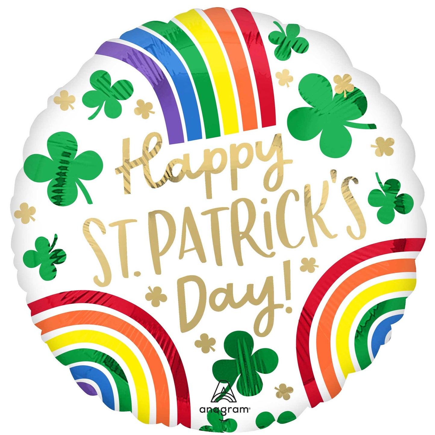 45cm Standard HX Happy St Patrick's Day Rainbows & Shamrocks