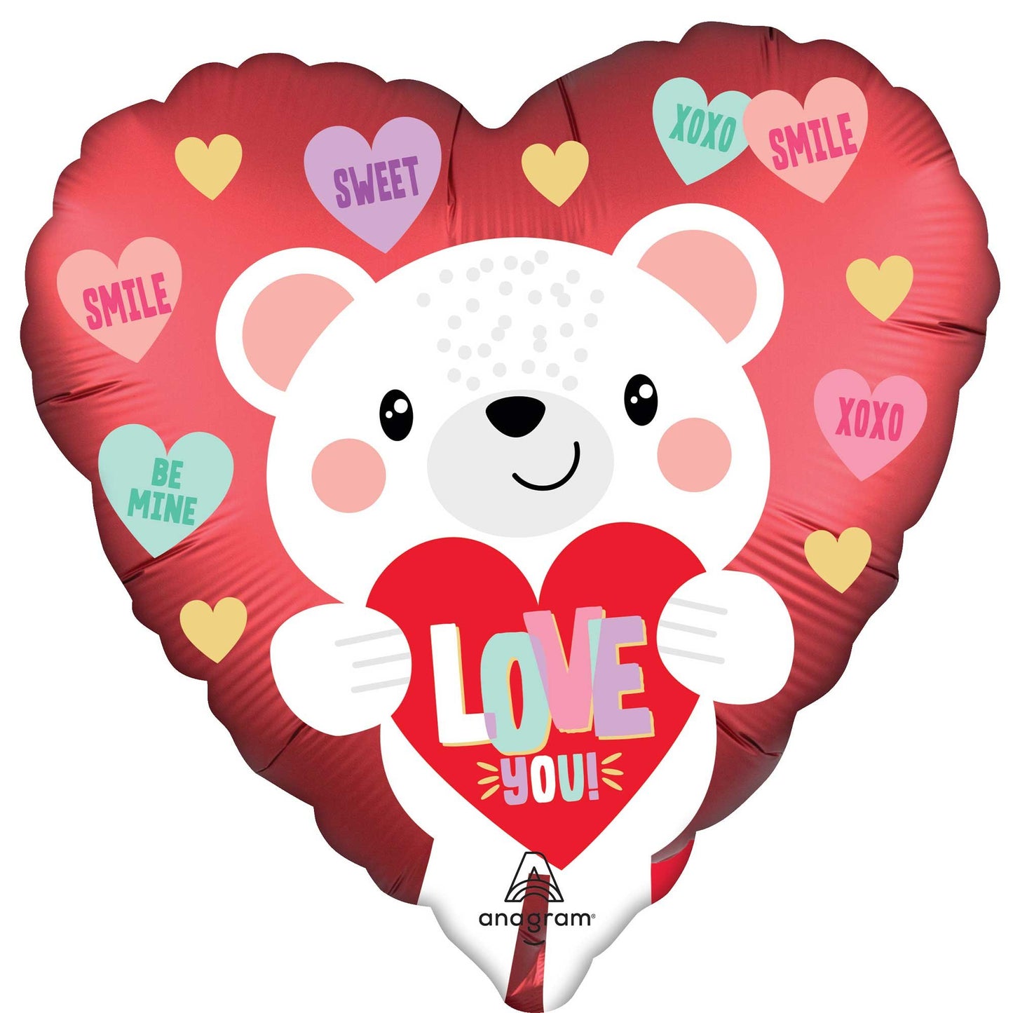 45cm Standard XL Satin White Love You Bear