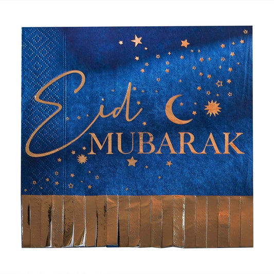 Eid Paper Napkins Mubarak Fringe Napkins Navy & Gold