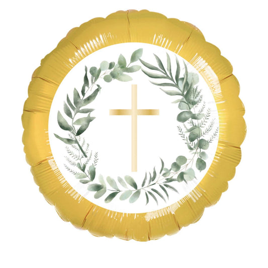 45cm Standard Botanical Celebration Cross Baptism Christening Foil Balloon