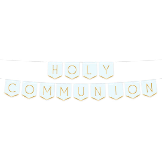 Botanical Celebration Blue Holy Communion Pennant Banner