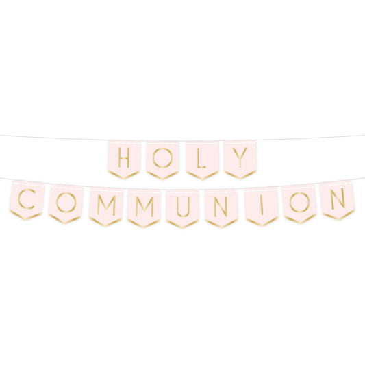 Botanical Celebration Pink Holy Communion Pennant Banner