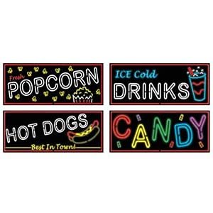 50's Neon Food Signs Cutouts (Pack of 4)